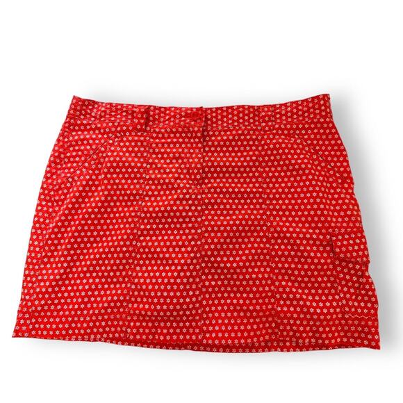 Lands End Skort Floral Red White Petite Flowers Pockets Sz 18 Coastal Tennis - Picture 1 of 14